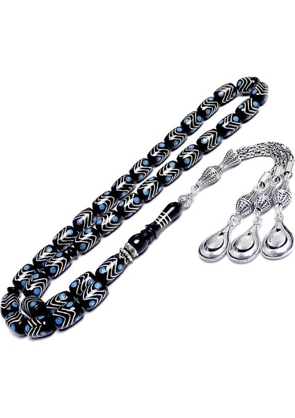 Erzurum Oltu Taşı Tesbih Üzeri Gümüş ve Firuze Tasarım modelleri