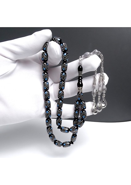 Erzurum Oltu Taşı Tesbih Üzeri Gümüş ve Firuze Tasarım fırsatları