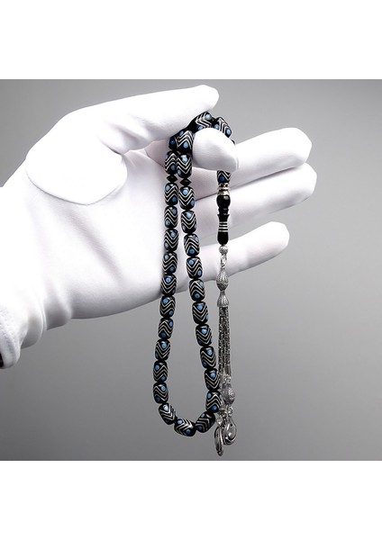 Erzurum Oltu Taşı Tesbih Üzeri Gümüş ve Firuze Tasarım indirimleri