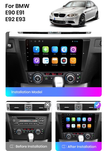 Bmw E90-91-92-93 2004-2012 Multimedya Navigasyon Usb Kamera Carplayer 4 Ram