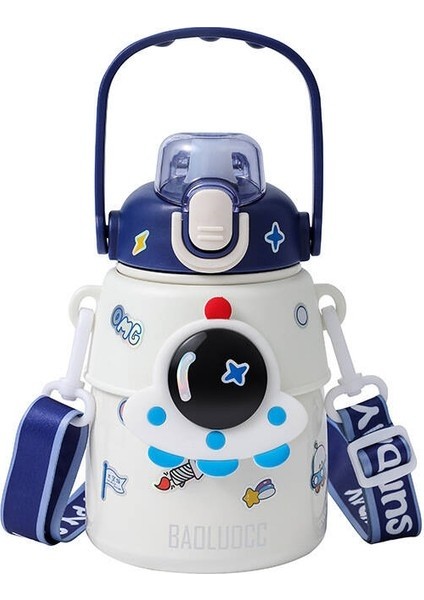 Huang Shoping 850ML Astronot Karikatür Paslanmaz Çelik Taşınabilir Kayışlı Su Şişesi Ç (Yurt Dışından)
