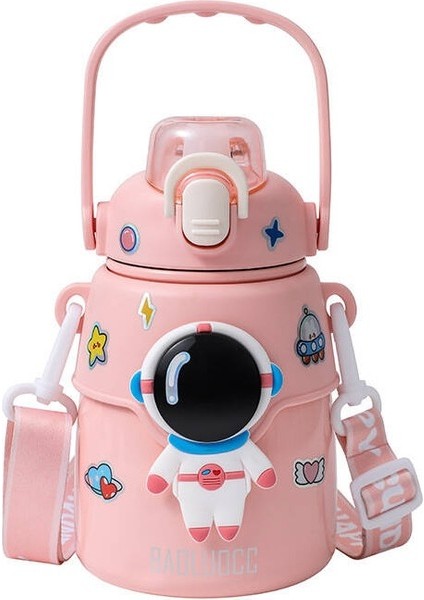 Huang Shoping 850ML Astronot Karikatür Paslanmaz Çelik Taşınabilir Kayışlı Su Şişesi Ç (Yurt Dışından)