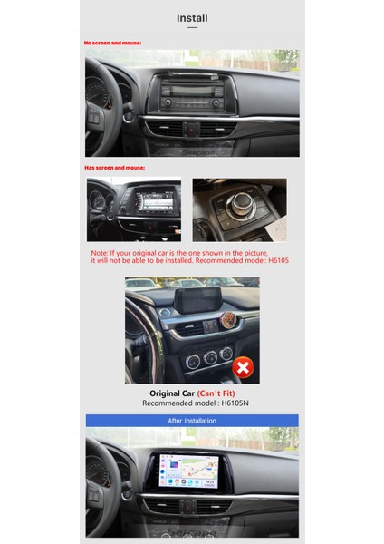 Mazda 6 2012-2017 Multimedya Navigasyon Usb Kamera Carplayer 6 Ram