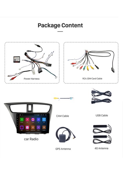 Honda Cıvıc 2012-2017 Multimedya Navigasyon Usb Kamera Carplayer 4 Ram fiyatları