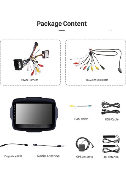 Jeep Renegade 2016-2018 Multimedya Navigasyon Usb Kamera Carplayer 4 Ram