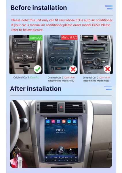 Toyota Corolla 2007-2014 Tesla Multimedya Navigasyon Usb Kamera Carplayer fiyatları