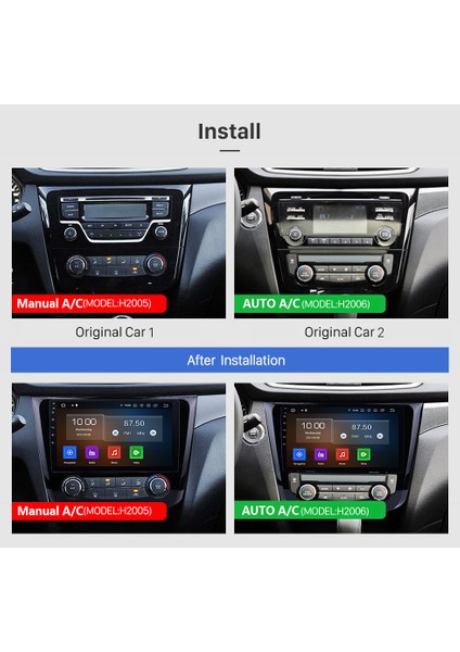 Nıssan Qashqaı Manual A/C 2014+ Multimedya Navigasyon Usb Kamera Carplayer 6 Ram
