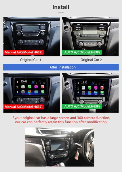 Nıssan Qashqaı Dıgıtal A/C 2014+ Multimedya Navigasyon Usb Kamera Carplayer 6 Ram fiyatları