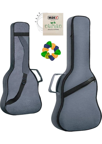 CS-24 Concert Ukulele Çantası Gigbag Soft Case Kılıf (10 Pena ve Takım Tel Hediye)