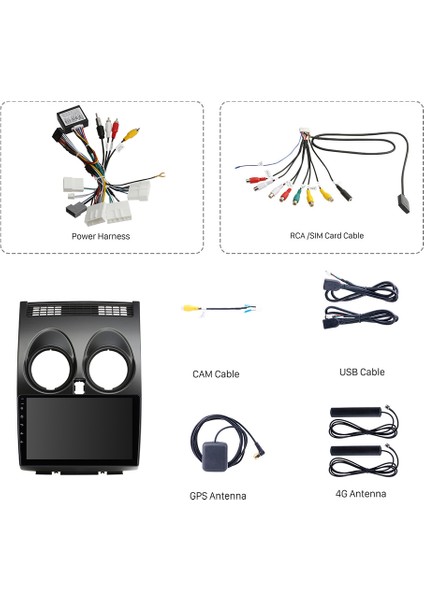 Nıssan Qashqaı 2008-2014 Multimedya Navigasyon Usb Kamera Carplayer 6 Ram