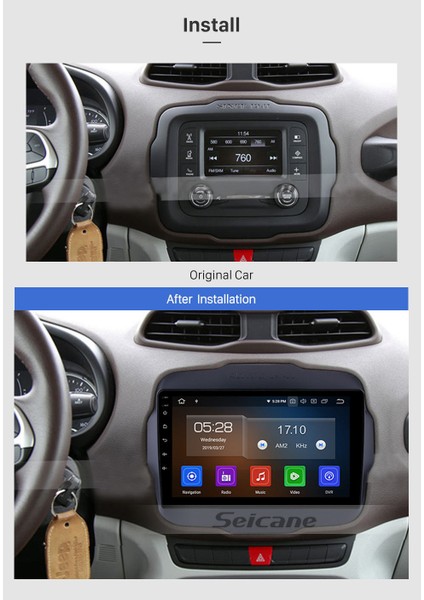 Jeep Renegade 2016-2018 Multimedya Navigasyon Usb Kamera Carplayer 6 Ram