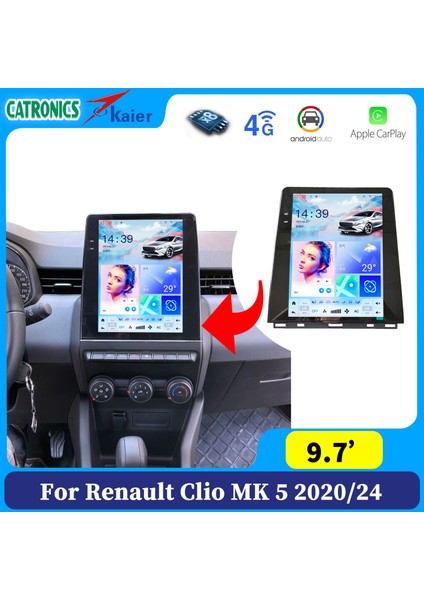 Renault Clıo 5 Low 2020-2021 Multimedya Navigasyon Usb Kamera Carplayer 6 Ram