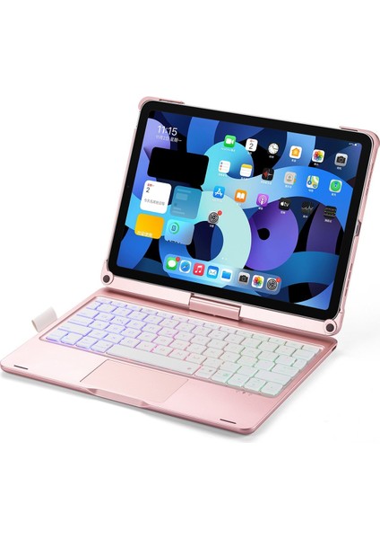 Ipad Pro 13 (2024) F13 Ats Kılıf Magic Dönen Klavyeli Tablet Kılıf - Pembe 13