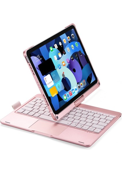 Ipad Pro 13 (2024) F13 Ats Kılıf Magic Dönen Klavyeli Tablet Kılıf - Pembe 13