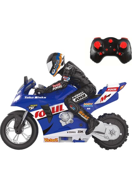 1:16 Rc Motosiklet 2.4ghz Uzaktan Kumandalı Akrobat Dublör Kendi Kendini Dengeleyen Mavi