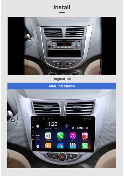 Hyundaı Accent Blue 2011-2016 Multimedya Navigasyon Usb Kamera Carplayer