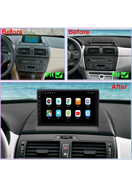 Bmw X3-E83 2006-2010 Multimedya Navigasyon USB Kamera Carplayer 6 Ram