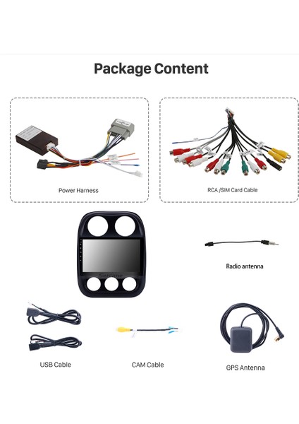Jeep Compass 2010-2014 Multimedya Navigasyon Usb Kamera Carplayer 4 Ram