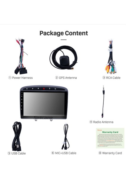 Peugeot 308 2008+ Multimedya Navigasyon Usb Kamera Carplayer 6 Ram