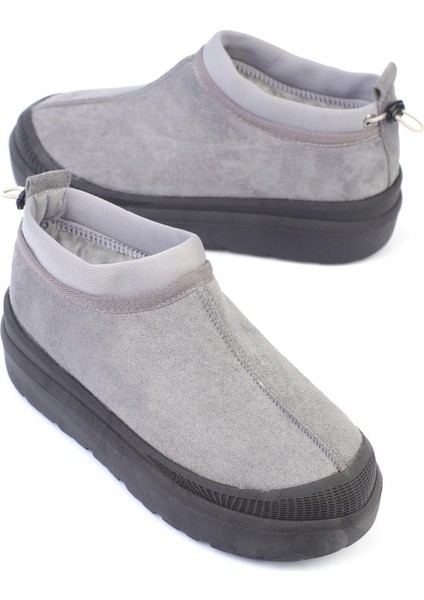 Ilivana Kadın Bot Arkadan Lastikli Içi Kürklü Gri Süet