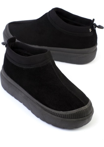 Ilivana Kadın Bot Arkadan Lastikli Içi Kürklü Siyah Süet
