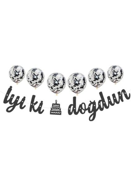 Iyiki doğdun siyah kaligrafi banner