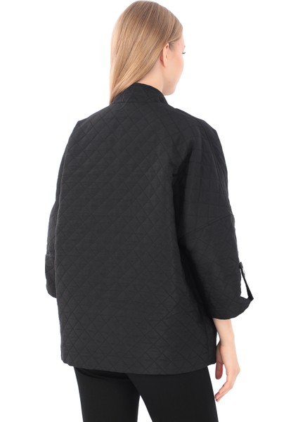 Kadın Cepli Oversize Fermuarlı Içi Astarlı Kapitone Mont