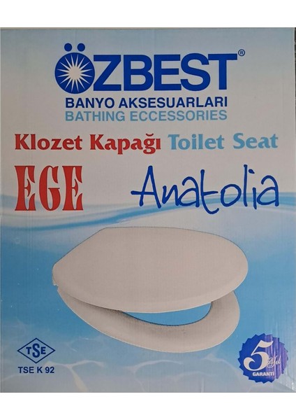 Özbest Ege Anatolia ( Akdeniz ) ( 36 x 43 cm ) Normal Kapanan Plastik Klozet Kapağı