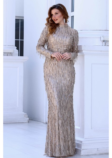 Tesettür Giyim Işıltı Pul Payet Glitter Kumaş Elbise Tesettür Abiye