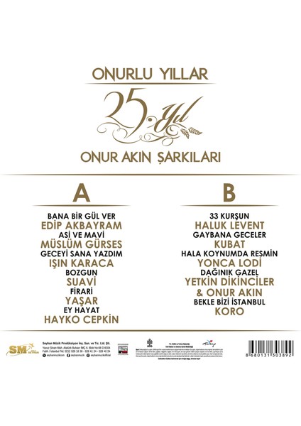 Çeşitli Sanatçılar - Onur Akın Şarkıları - 25. Yıl (Plak)