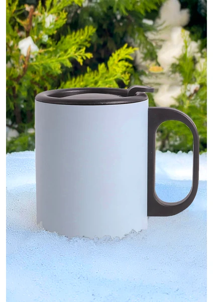 Buz Mavisi Çift Katmanlı 304 Paslanmaz Çelik Kulplu 300ML Küçük Termos Bardak Çay Kahve Termosu Travel Mug Kupa