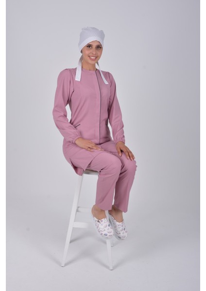 Doktor Hemşire Tesettür Üniforma Takım - Pudra - Soft - Likra fiyatları
