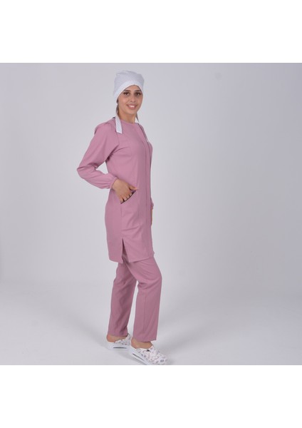 Doktor Hemşire Tesettür Üniforma Takım - Pudra - Soft - Likra modelleri