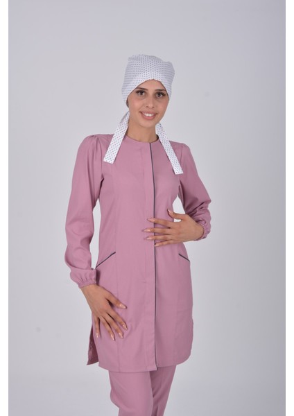 Doktor Hemşire Tesettür Üniforma Takım - Pudra - Soft - Likra fırsatları