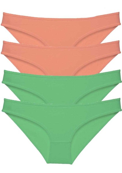4 Adet Eko Set Likralı Kadın Slip Külot Pudra Yeşil