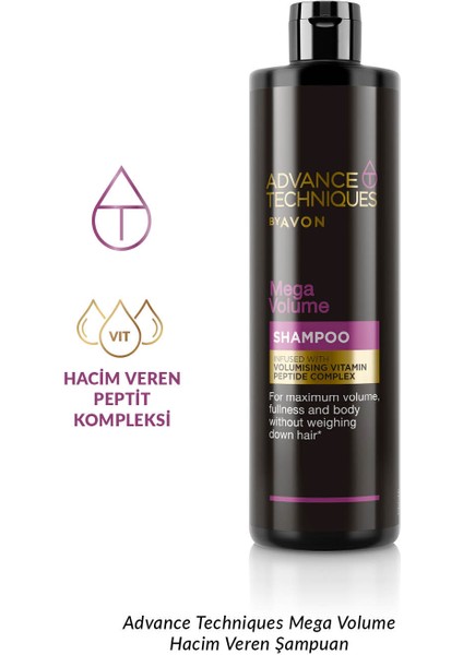 Advance Techniques Mega Volume Hacim Veren Şampuan 400 Ml. Üçlü Set