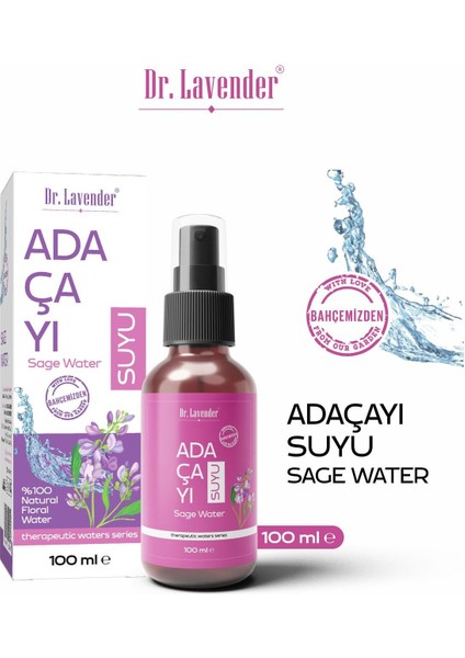 Adaçayı Suyu Doğal & Saf Cilt, Saç, Ağız Bakım Adaçayı Hidrosolü Cam Şişe 100 ml