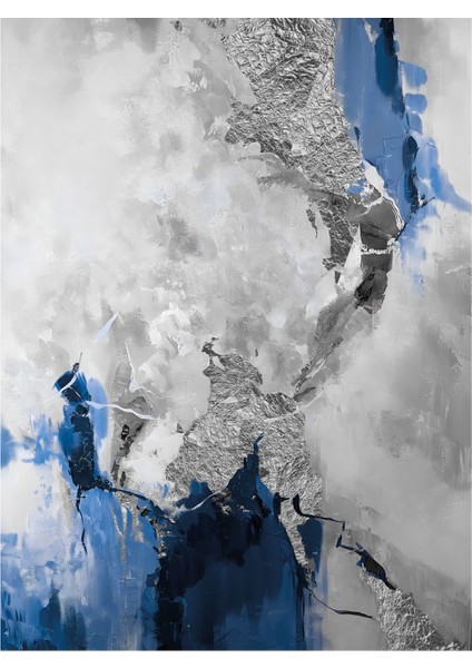 |lacivert-Gri Kombini Tüy Soyut|çerçeveli Temperli Cam Tablo 3lü Yatay modelleri