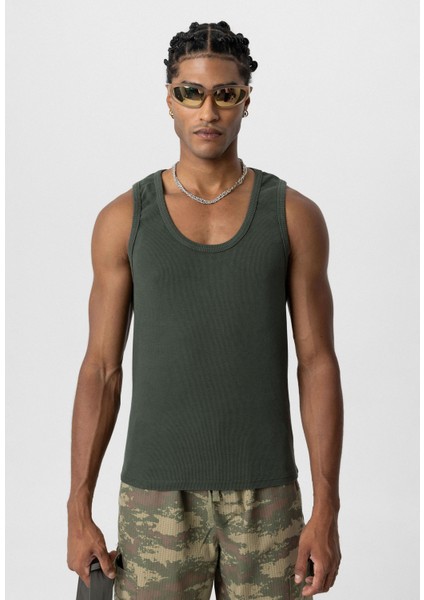 Basıc Tank Top Kaşkorse Atlet Haki