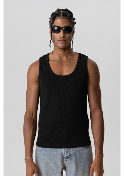 Basıc Tank Top Kaşkorse Atlet Siyah