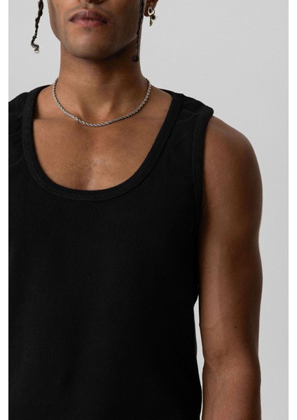 Basıc Tank Top Kaşkorse Atlet Siyah