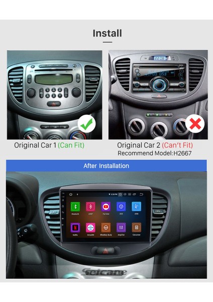 Hyundaı I10 2010-2013 Multimedya Navigasyon USB Kamera Carplayer 4 Ram