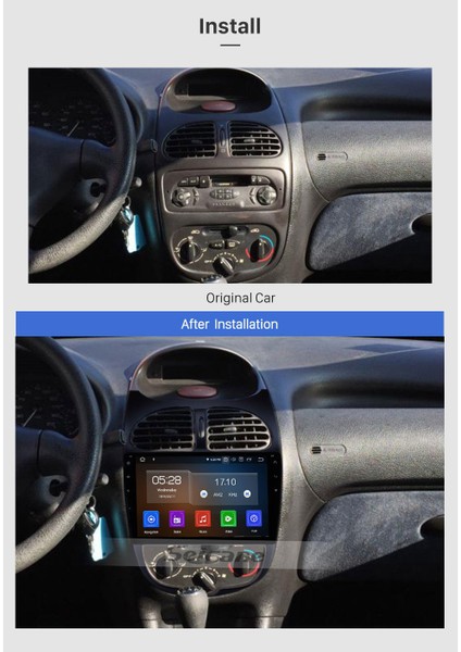 Peugeot 206 2002-2010 Multimedya Navigasyon Usb Kamera Carplayer 4 Ram