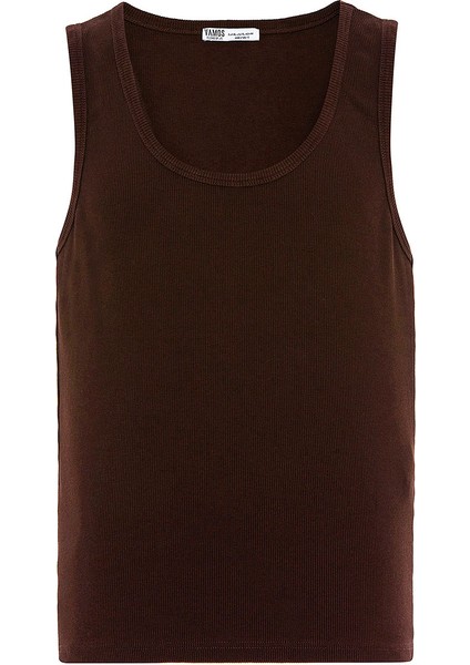 Basıc Tank Top Kaşkorse Atlet Kahve