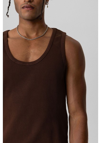 Basıc Tank Top Kaşkorse Atlet Kahve