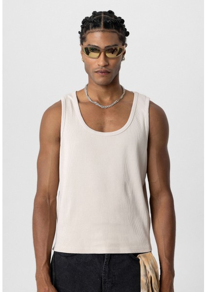 Basıc Tank Top Kaşkorse Atlet Açık Bej
