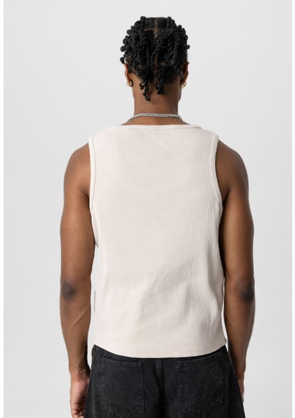 Basıc Tank Top Kaşkorse Atlet Açık Bej