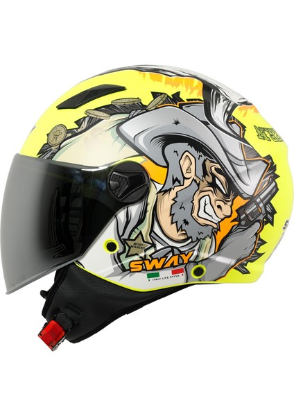 Sw 765 Wanted Yellow Güneş Vizörlü Yarım Motosiklet Kaskı - Xl