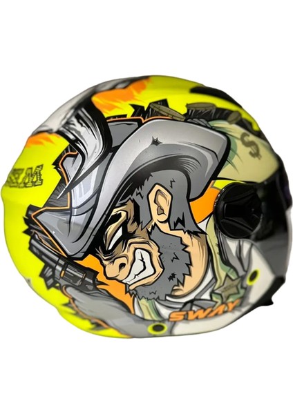 Sw 765 Wanted Yellow Güneş Vizörlü Yarım Motosiklet Kaskı - Xl