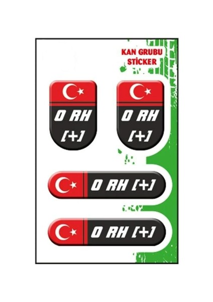 Kan Grubu 0 Rh(+) Siyah Dörtlü Damla Etiket I